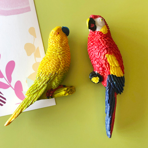 美式鹦鹉冰箱贴磁性贴创意个性卡通树脂3D立体装饰磁力贴动物磁贴
