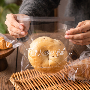 面包包装袋子现烤欧包可颂牛角贝果甜甜圈吐司自封自粘透明袋子