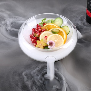 创意双层透明碗冒烟干冰餐具玻璃意境碗酒店会所分子料理美食器皿