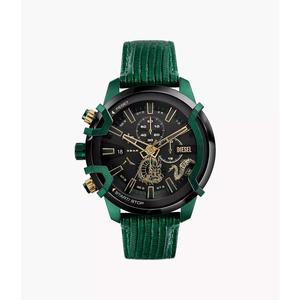 迪赛DIESEL DZ4651 美国代购欧美手表男式绿色皮革表带黑色大表盘