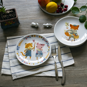 日式简约卡通盘子陶瓷可爱好看的盘子家用菜盘早餐盘意面西餐萌盘