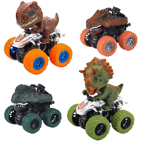 儿童恐龙玩具车2惯性车特技旋转四驱越野车大脚车3岁沙滩摩托车