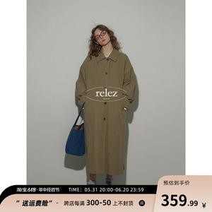 relez 高级感质感风衣外套女春季韩版小个子中长款大衣