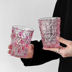 粉色宝石酒杯高级感轻奢水晶杯威士忌杯洋酒杯家用玻璃杯喝水杯子
