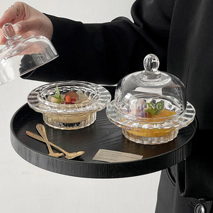 欧式玻璃燕窝盅家用高级感带盖水果甜品碗创意ins糖水银耳碗汤盅