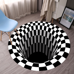 黑白圆形方格梳妆台衣帽间吊篮电脑椅地垫茶几垫子卧室床边地毯