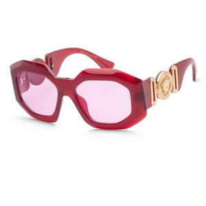 全球代购Versace范思哲太阳眼镜正品女士VE4424U-388红色大框墨镜