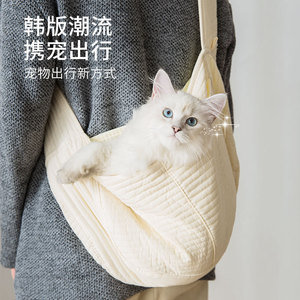 猫咪猫包斜挎宠物外出便携背包狗狗外带出门袋胸前兜遛猫袋横跨式