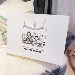 ins史努比大号购物手提纸袋chicj街拍造型简约白色礼品装饰袋