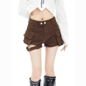 美式复古工装牛仔短裤女夏季2024新款小众设计感大口袋休闲短裙