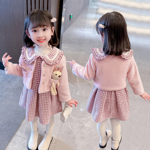 女童连衣裙秋冬洋气1一4周岁儿童套裙2时髦3宝宝小裙子加绒两件套