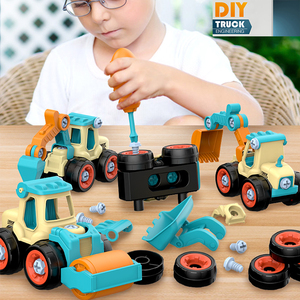 儿童拼装工程车拆卸可拆装拧螺丝组装益智玩具挖土机男孩宝宝套装