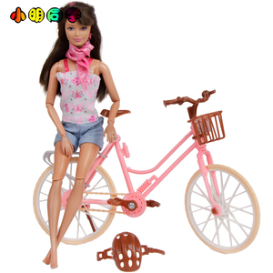 芭娃娃单车比双人单车头盔芭假期场景比道具自行车配件过家家玩具