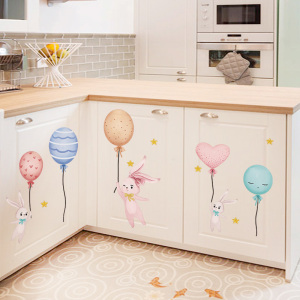 厨房翻新贴橱柜门上贴纸自粘冰箱装饰卡通创意可爱墙贴画房间布置