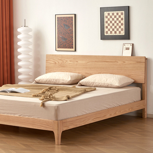 北欧实木床现代简约原木白橡木床日式1.8米主卧双人床1.5米单人床