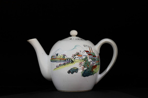醴陵窑老瓷器--文革粉彩送公粮茶壶（大号） 文革真品瓷器收藏