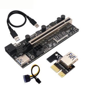 PCI-E 1x显卡主板转接卡pcie1x转16x延长线16X显卡转接卡 带显示