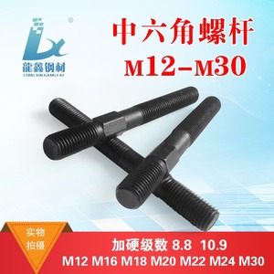 高强度加硬中六角模具压板码模螺丝中间外六角双头牙螺栓杆M12-24