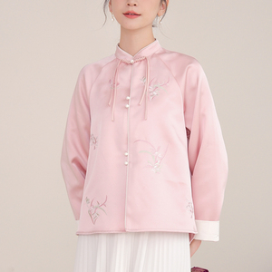 新中式刺绣改良汉服对襟上衣复古民国外套中国风女装唐装茶服女春