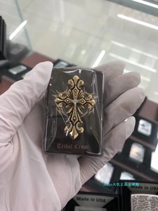 zippo之宝防风打火机原装正品 韩版黑冰镶钻部落圣天使十字架礼物