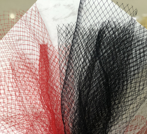 黑白金红色菱形大网眼硬纱造型纱手工制作礼帽硬网造型网格纱