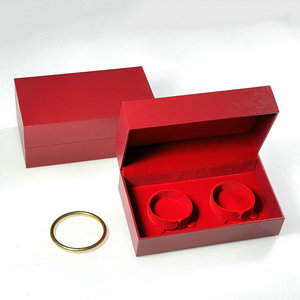 优质大红色双手镯盒 结婚黄金龙凤镯盒 对镯收纳盒子现货定做