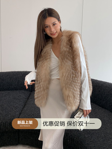 GY 2023年秋冬季新款进口狐狸毛马甲女整皮短款年轻时尚皮草外套