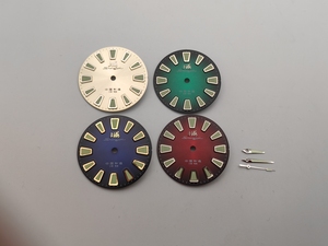 手表配件适配老上海7120机芯表盘大粗刻度黑盘红盘银钉29.2mm
