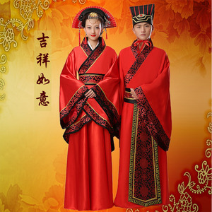 2016新款古装红色新娘新郎中式结婚喜服婚礼汉服唐朝汉朝婚服男女