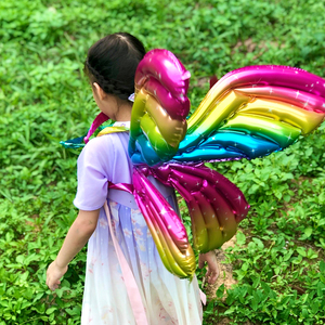 彩色天使蝴蝶翅膀气球背饰小朋友儿童生日表演拍照充气玩具摆地摊