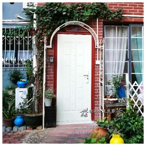 门宽1,4米欧式铁艺藤月拱门花架 庭园露台玫瑰架花园阳台室外园艺