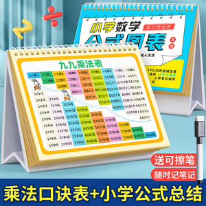 九九乘法口诀表二年级小学数学1一6年级公式大全台历卡片99乘除法