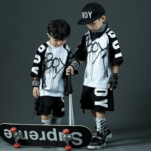童装男童夏装套装街舞嘻哈风潮服2024新款洋气时髦儿童男孩两件套