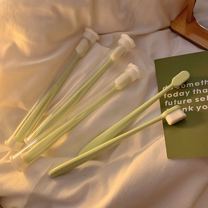 3支装软毛小头牙刷ins奶绿色家庭装家用旅行套装情侣女便携式牙具