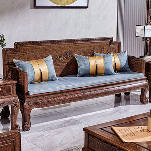 红木家具鸡翅木沙发组合实木新中式客厅全套小户型五件套茶几整装