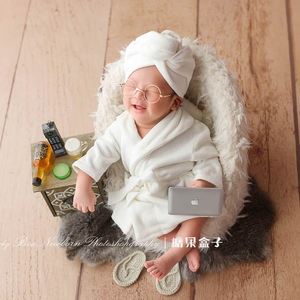 新生儿浴袍新生的儿拍照衣服满月拍照道具婴儿摄影服装百天照道具