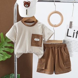 婴儿衣服夏季薄款韩版时尚帅气男童短袖套装一岁男宝宝超洋气童装