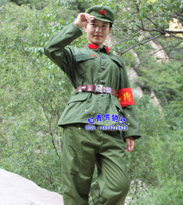 老式红卫兵服装摄影 陈小春结婚照 文革解放老服装军装 65式军装