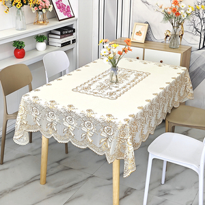 pvc塑料防水防烫防油餐桌布欧式茶几台布长方形烫金花纹免洗桌布