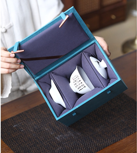 紫砂壶三才盖碗套装锦盒茶杯茶具包装盒建盏瓷器礼品盒子收纳空盒