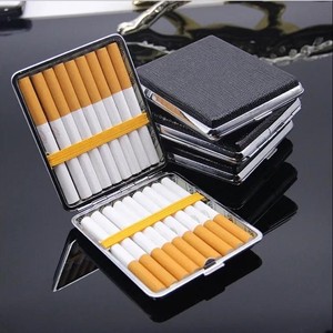 20支装皮革烟盒男士超薄便携自动翻盖创意个性复古香菸金属烟盒
