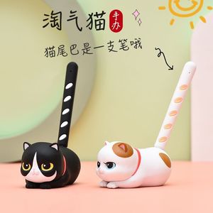 网红创意猫咪中性笔高颜值碳素笔黑笔签字笔简约时尚日系ins超萌可爱卡通水性笔学生办公文具笔座摆件小饰品