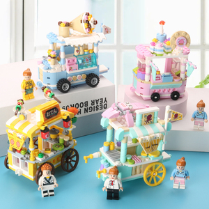 城市街景女孩子系列冰淇淋汽车儿童益智力组装房子拼装积木小玩具