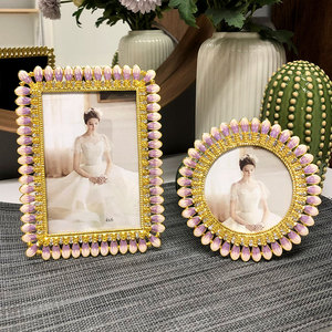 4/6七7寸相框轻奢高级感紫水晶卧室摆台创意装饰婚纱照片像框金属