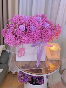精美满天星干花花束新鲜鲜花香皂紫玫瑰套装家居摆放送人节日礼物