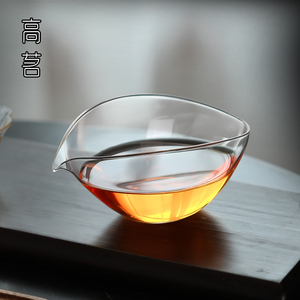 一叶扁舟公道杯玻璃独特公杯功夫茶具配件日式匀杯透明高档分茶器