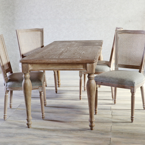 美式乡村餐桌家用实木复古做旧桌椅组合4人6人长方形时尚简约桌子