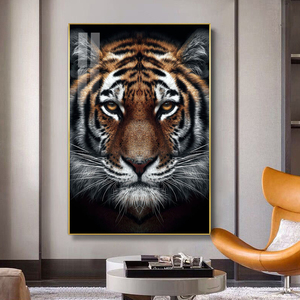 老虎挂画狮子动物客厅墙面画镇宅风水酒店样板间办公室玄关装饰画