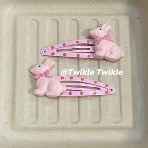 Twikle Twikle发夹bb夹 粉嫩波点小兔子 颜色浅浅的可爱少女款