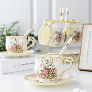 精致咖啡杯套装英式下午茶杯子红茶欧式茶具陶瓷杯家用水杯具优雅